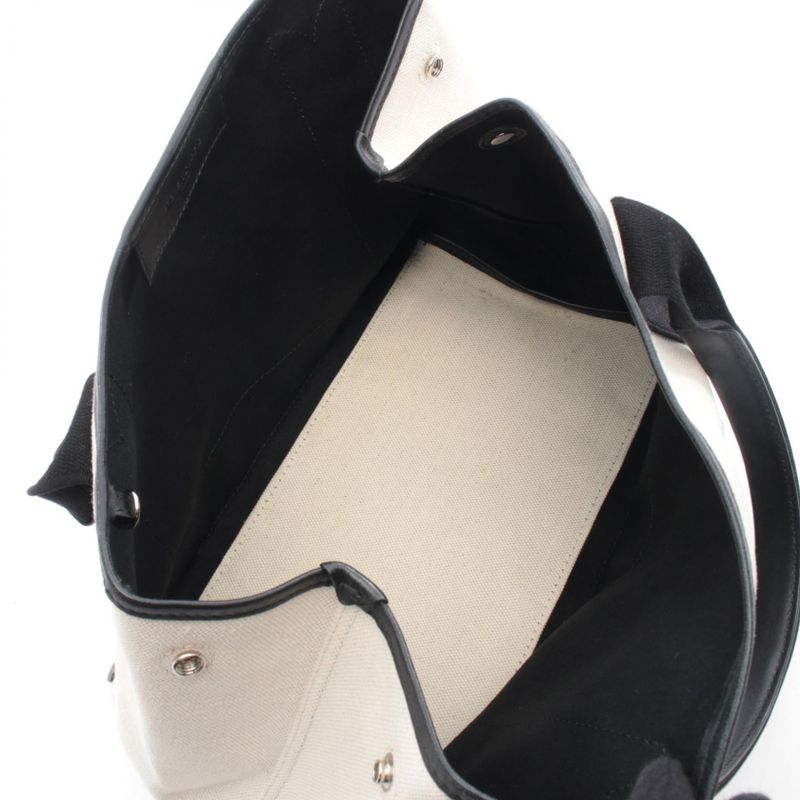 Balenciaga Tote Navy Cabas S Natural Black Canvas Leather Ivory