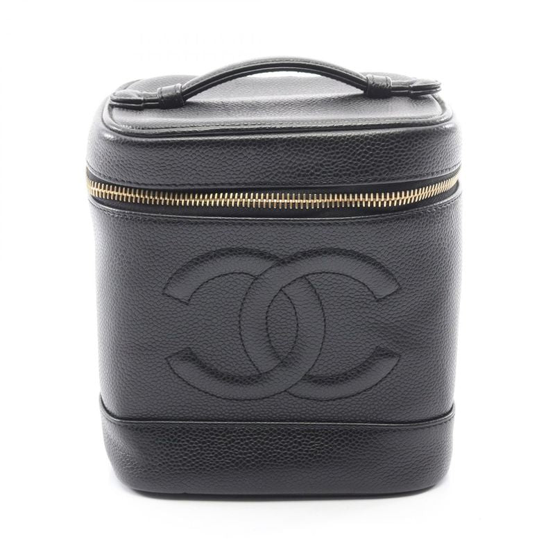 Chanel Handbag CC Logo Black Leather CC Vertical