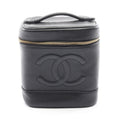 Chanel Handbag CC Logo Black Leather CC Vertical