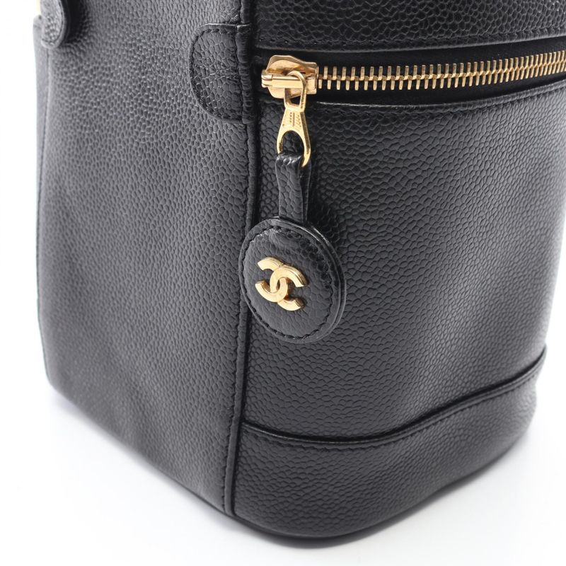 Chanel Handbag CC Logo Black Leather CC Vertical