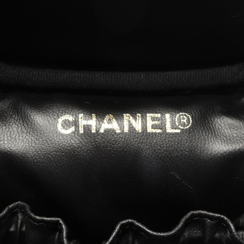 Chanel Handbag CC Logo Black Leather CC Vertical