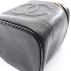 Chanel Handbag CC Logo Black Leather CC Vertical