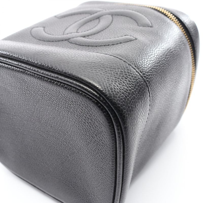 Chanel Handbag CC Logo Black Leather CC Vertical