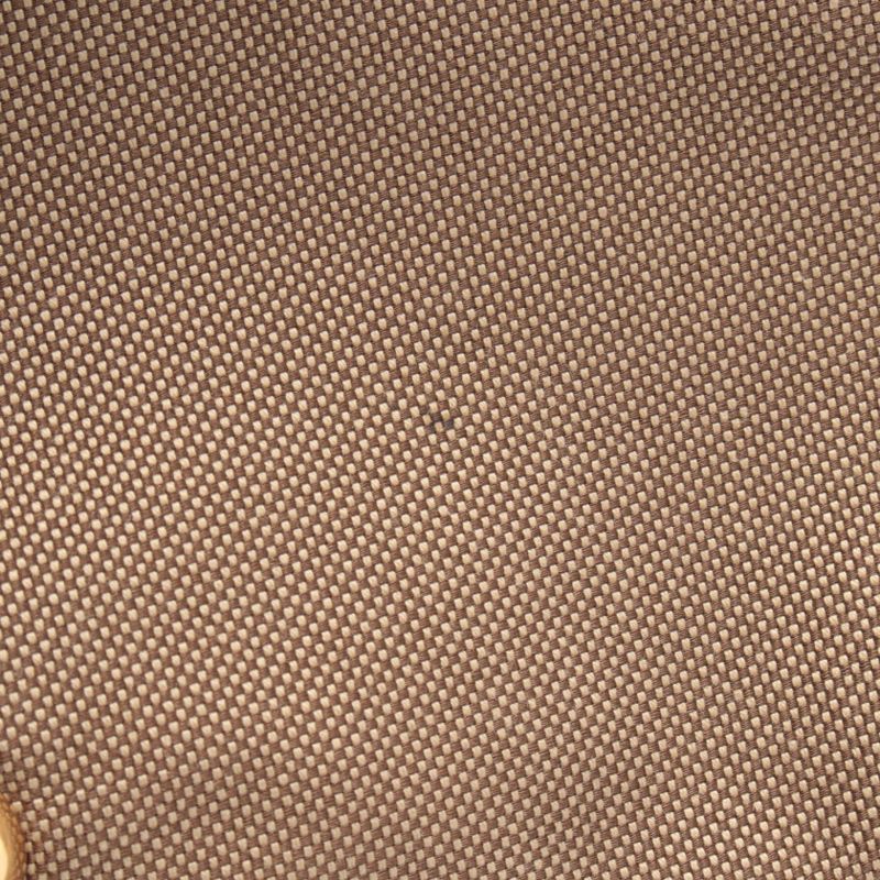 Prada Tote Logo Jacquard Beige Canvas Leather Brown