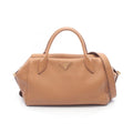 Prada Handbag Vitello Daino Camel Leather Triangle Logo 2-Way