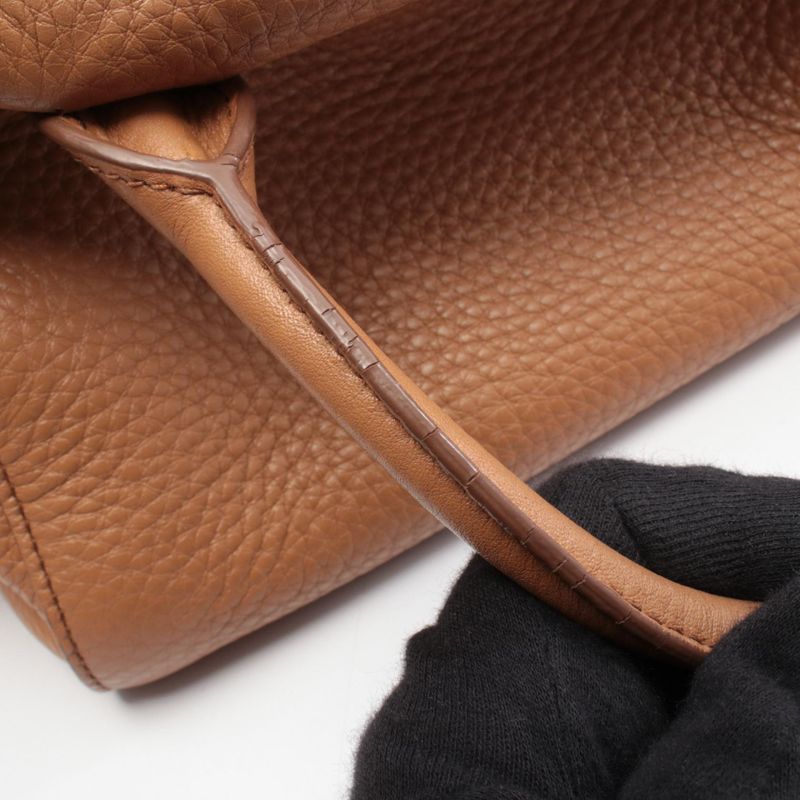 Prada Handbag Vitello Daino Camel Leather Triangle Logo 2-Way