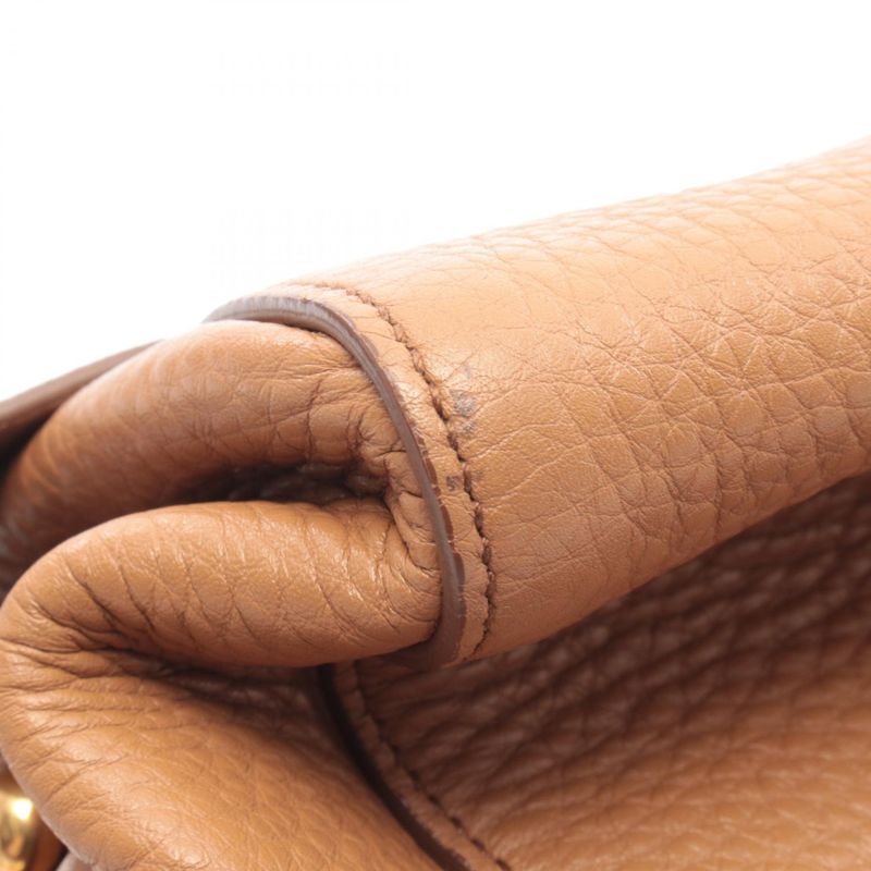 Prada Handbag Vitello Daino Camel Leather Triangle Logo 2-Way