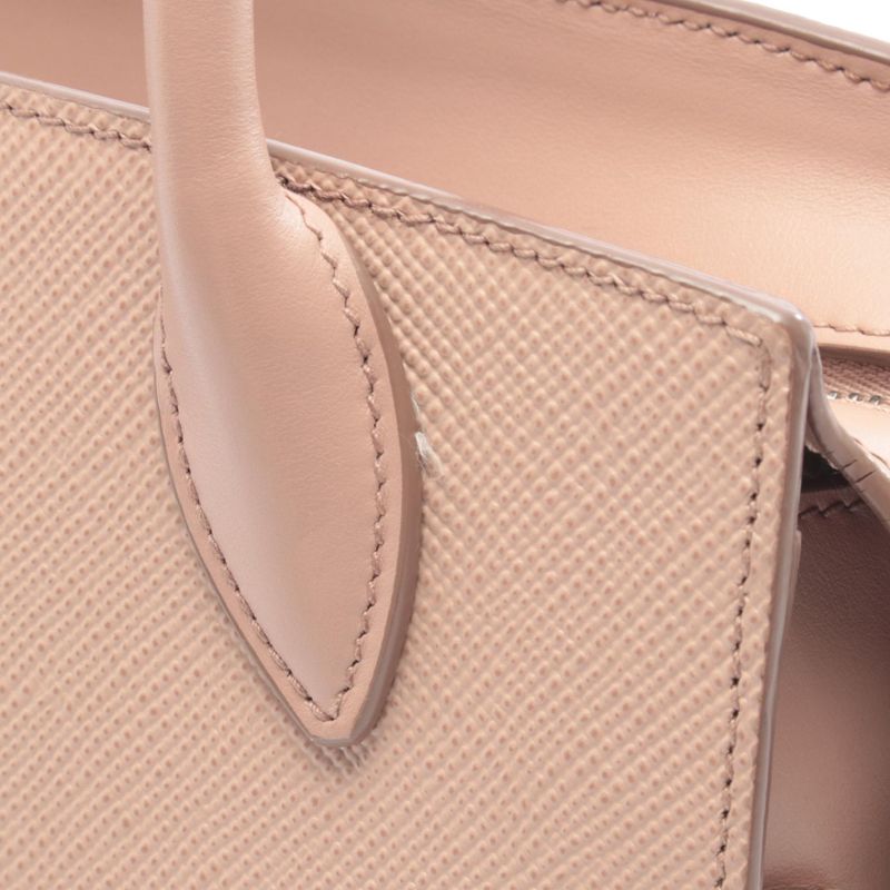 Prada Handbag Saffiano Cuir C Monochrome Beige Leather