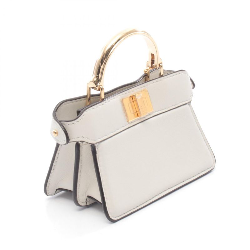 Fendi Handbag Peekaboo ISee Small Micro White Leather