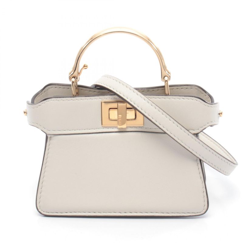 Fendi Handbag Peekaboo ISee Small Micro White Leather