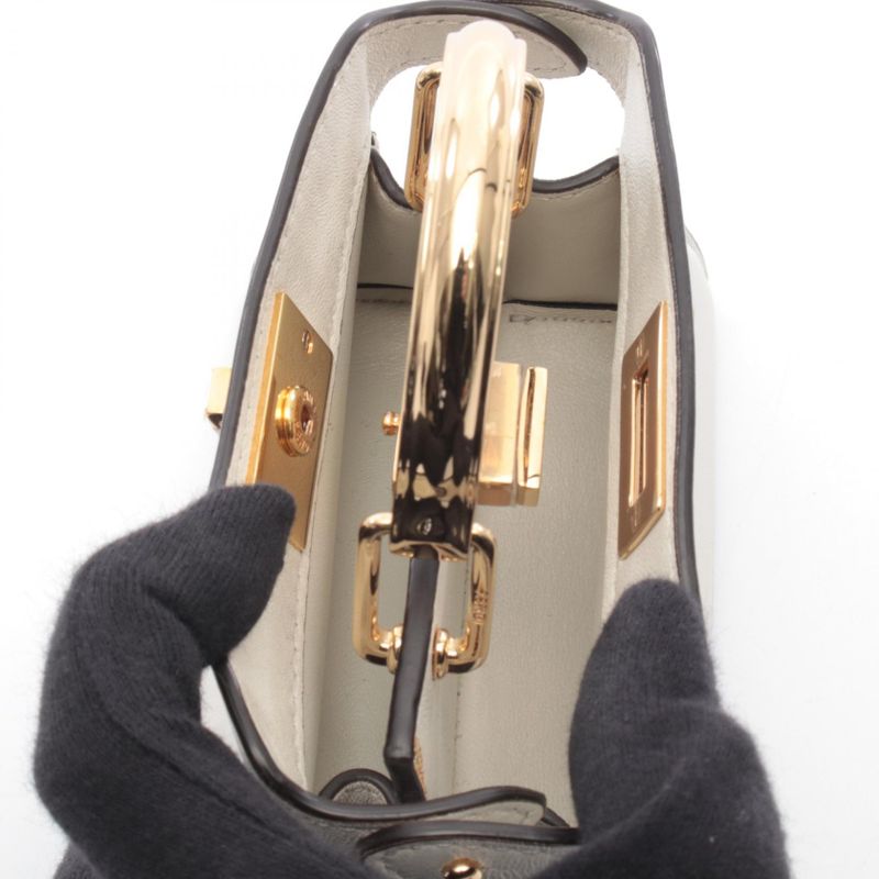 Fendi Handbag Peekaboo ISee Small Micro White Leather