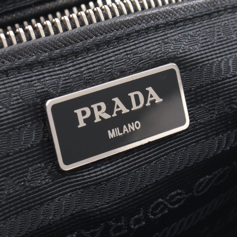 Prada Shoulder Bag Tessuto Impuntu Quilted Black Nylon Saffiano Leather