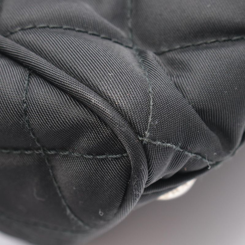Prada Shoulder Bag Tessuto Impuntu Quilted Black Nylon Saffiano Leather