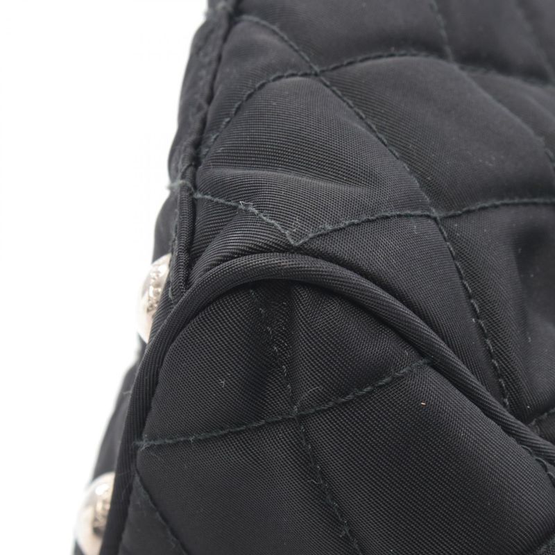 Prada Shoulder Bag Tessuto Impuntu Quilted Black Nylon Saffiano Leather