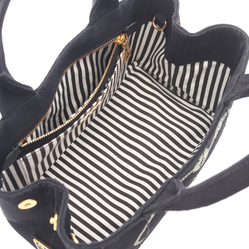 Prada Tote Canapa Black Canvas 2-Way