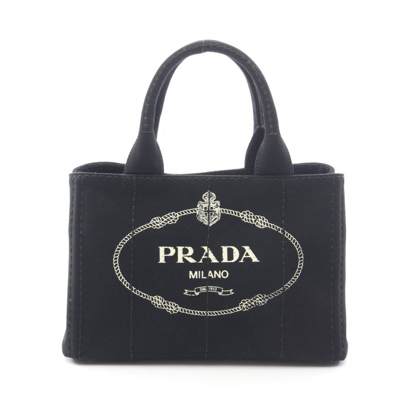 Prada Tote Canapa Black Canvas 2-Way