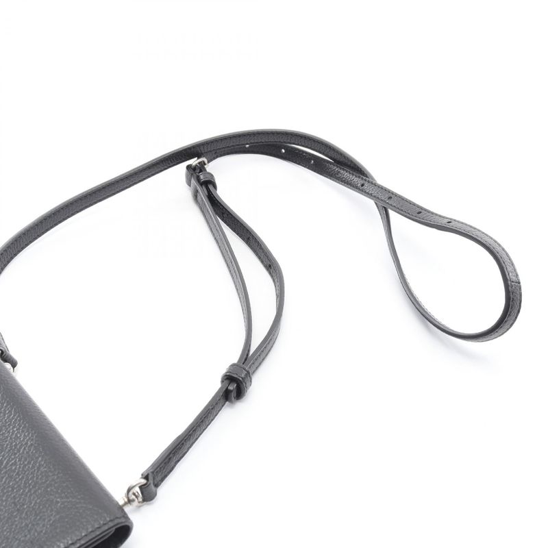 Balenciaga Shoulder Bag Cash Phone Case Black Leather Flap