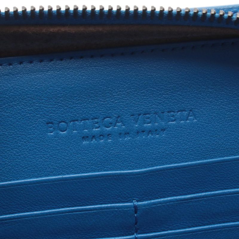 Bottega Veneta Shoulder Bag Intrecciato Blue Leather Chain Wallet