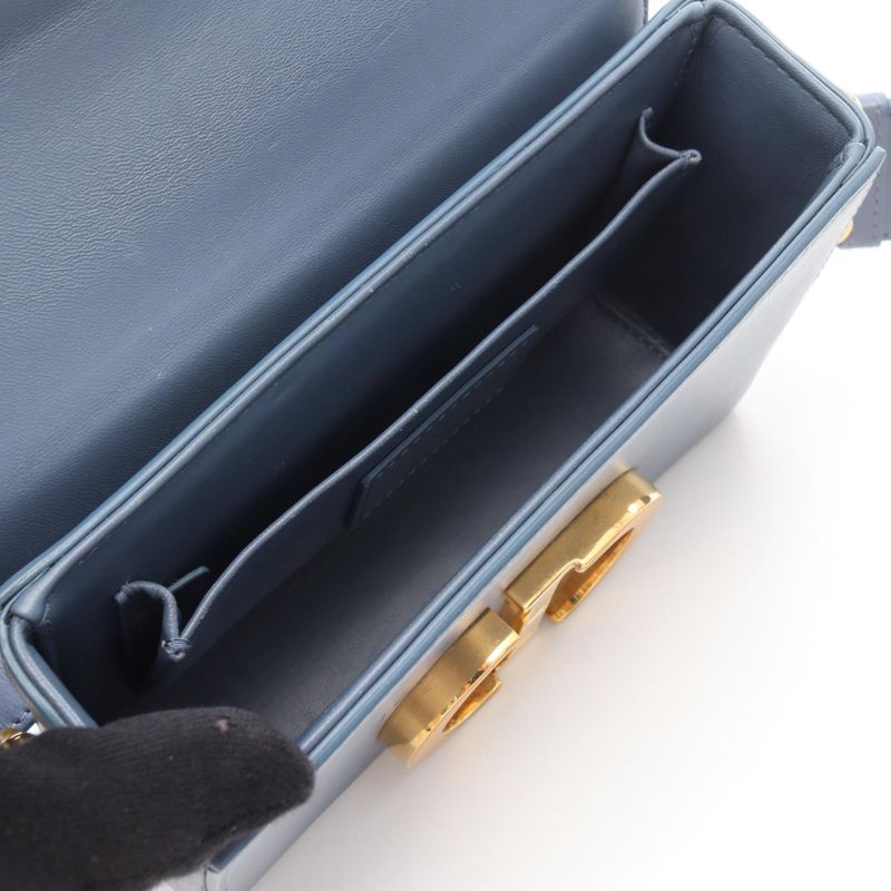 Dior Shoulder Bag 30 Montaigne Box Blue Gray Leather