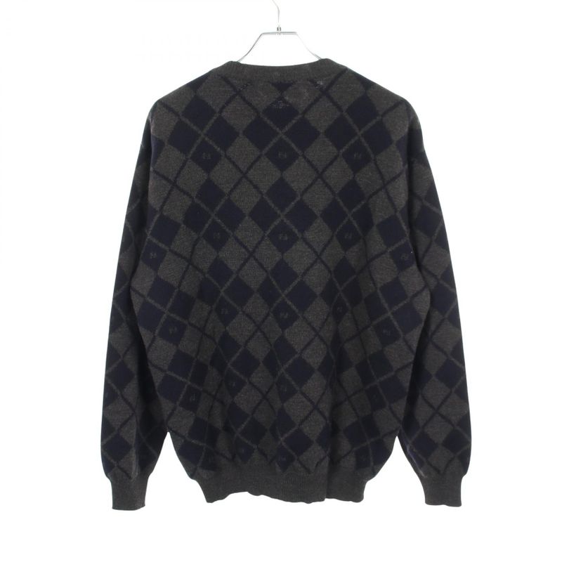 Fendi Knit FF Agile Wool Sweater Graybased Navybased
