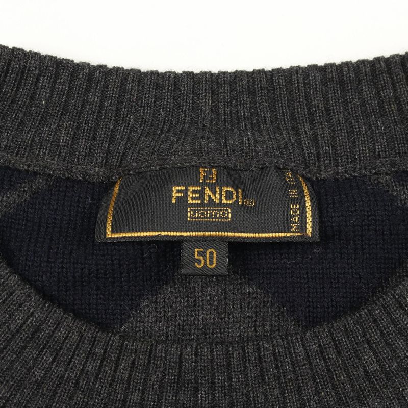 Fendi Knit FF Agile Wool Sweater Graybased Navybased