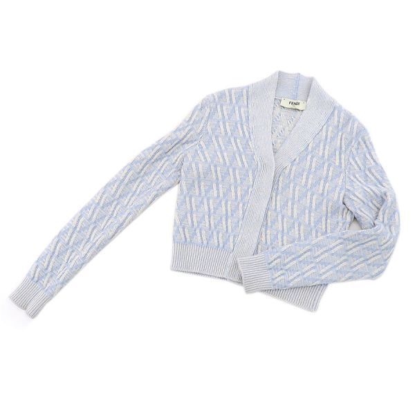 Fendi Cardigan Silk Wool Light Blue
