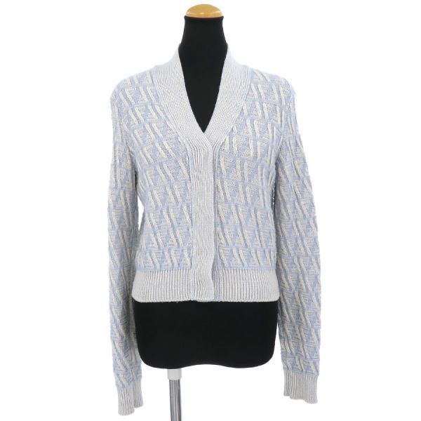 Fendi Cardigan Silk Wool Light Blue