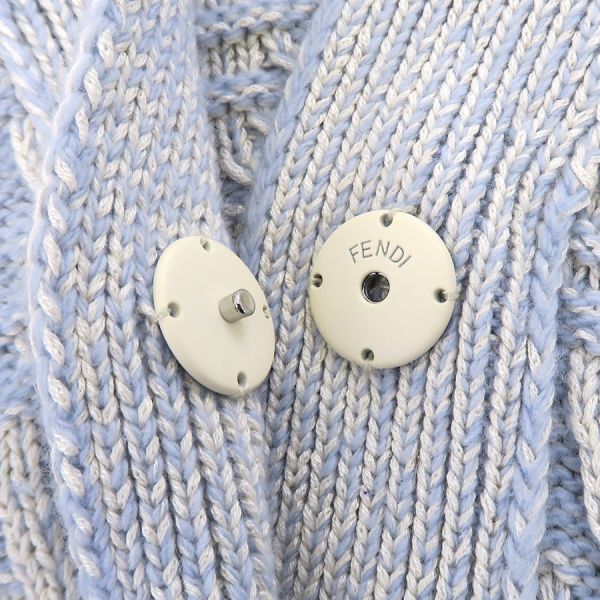 Fendi Cardigan Silk Wool Light Blue