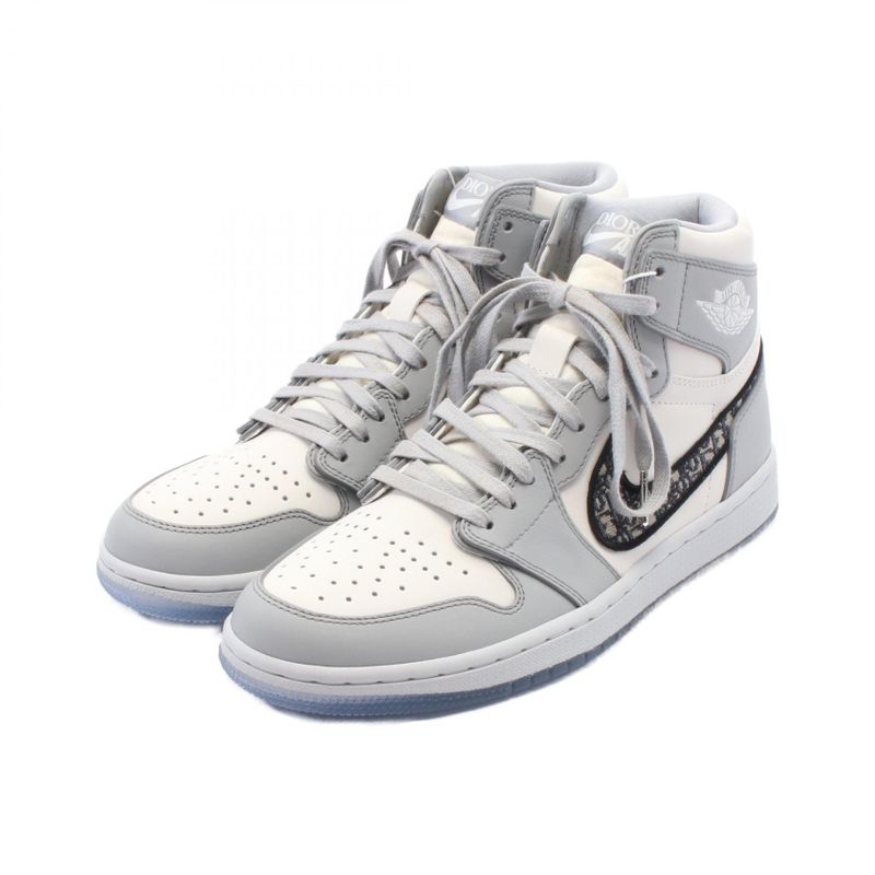 Dior Sneakers Nike Air Jordan 1 High Leather Canvas Gray. White. Navy