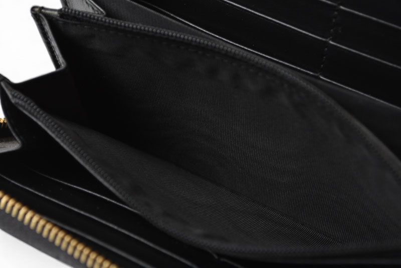 Gucci Wallet Logo Zip Around GG Stitch Black