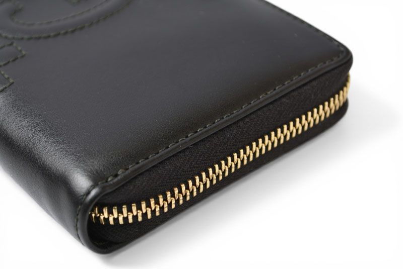 Gucci Wallet Logo Zip Around GG Stitch Black