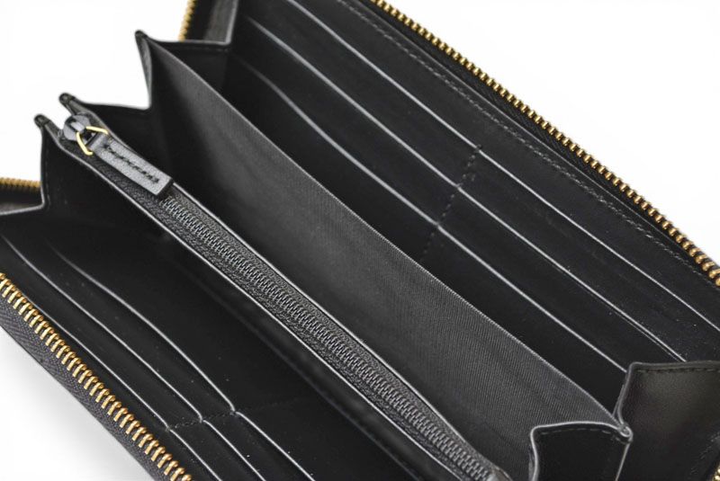 Gucci Wallet Logo Zip Around GG Stitch Black