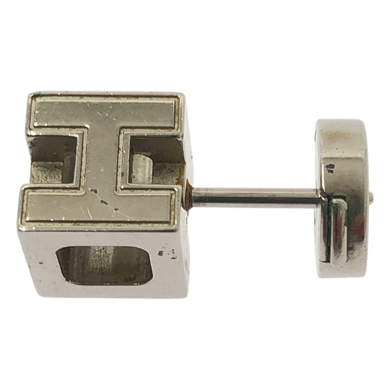 Hermes Cage Ash Cube Earrings Silver Off White Silver-off