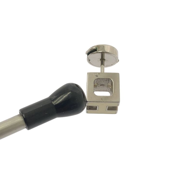 Hermes Cage Ash Cube Earrings Silver Off White Silver-off