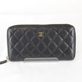 Chanel Quilted Caviar Leather Round Zip Wallet Black Grain