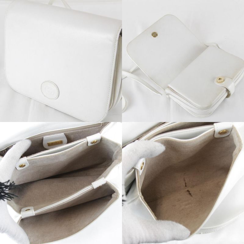 Gucci Vintage Shoulder Bag Leather White High