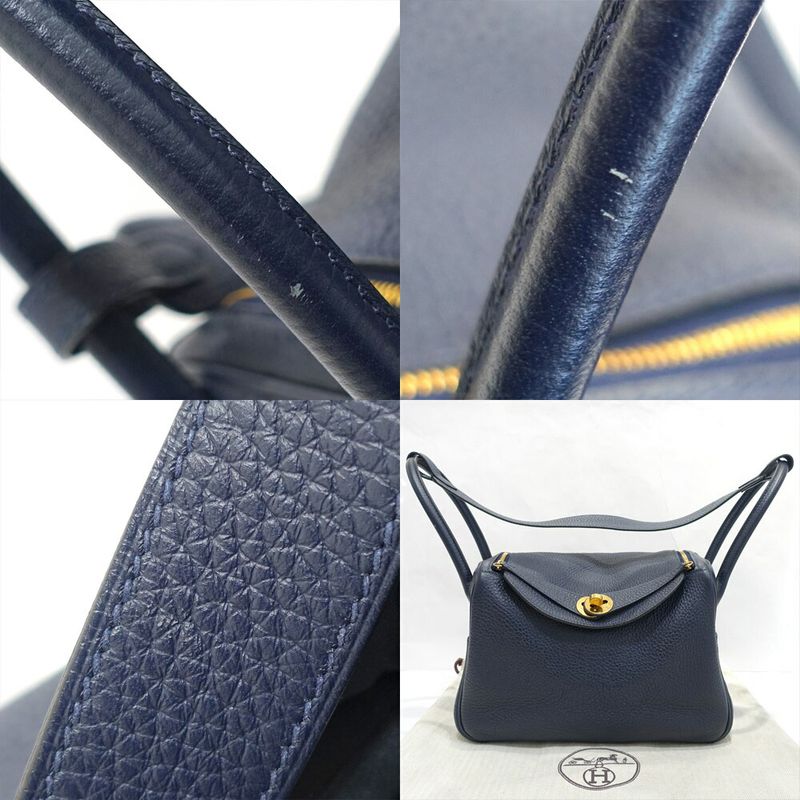 Hermes Lindy 26 Manufactured Taurillon Clemence Navy Handbag