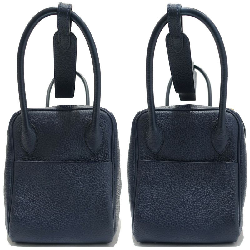 Hermes Lindy 26 Manufactured Taurillon Clemence Navy Handbag
