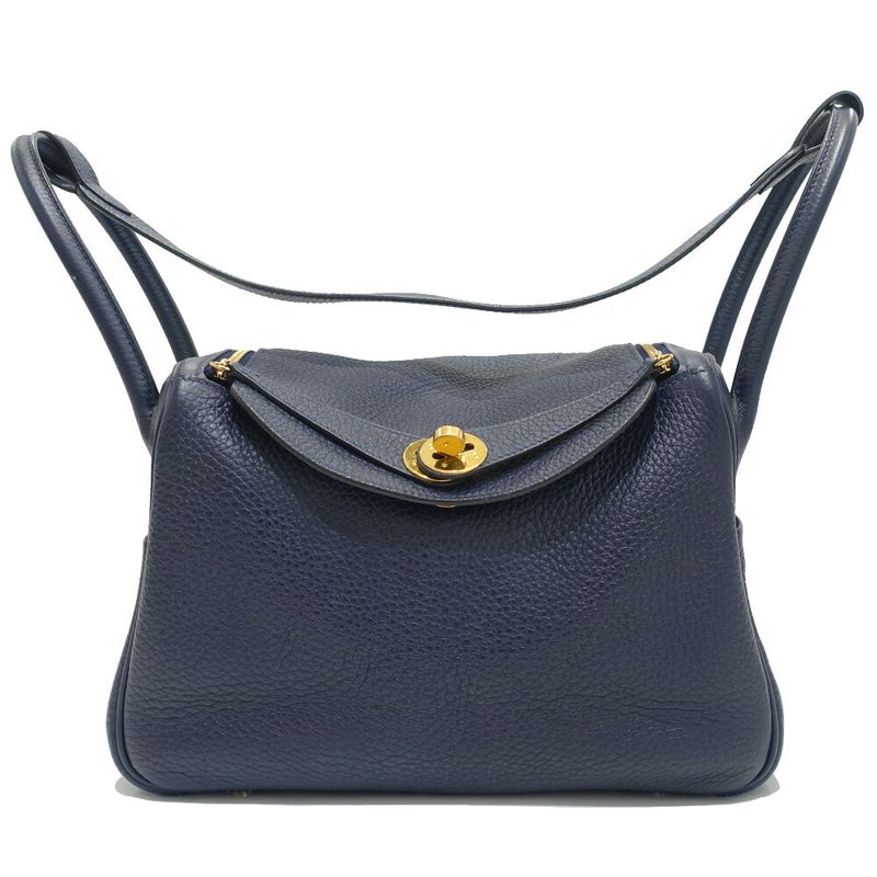 Hermes Lindy 26 Manufactured Taurillon Clemence Navy Handbag