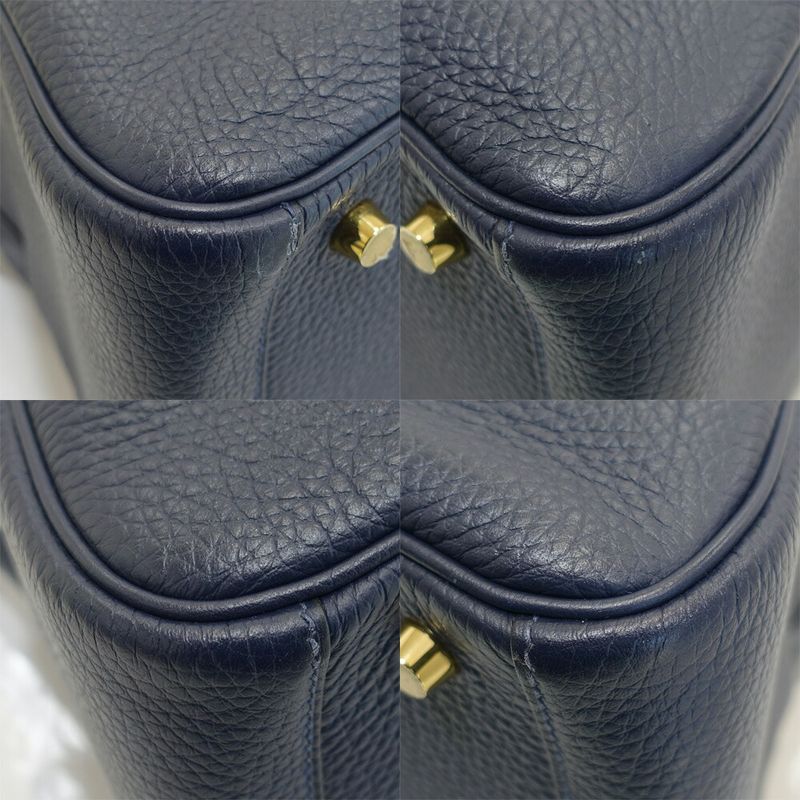 Hermes Lindy 26 Manufactured Taurillon Clemence Navy Handbag