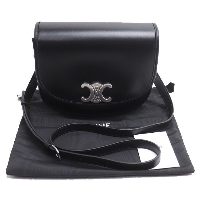 Celine Besace Triomphe Shoulder Bag Black