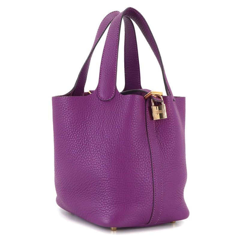 Hermes Picotin Lock 18 PM Hand Bag Taurillon Clemence Anemone Gold