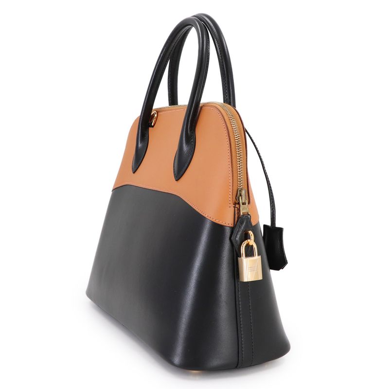 Hermes Bolide 31 2-Way Bag Box Calf Chamonix Black Natural