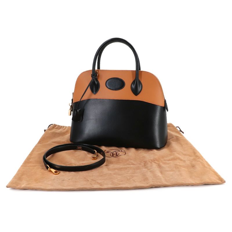 Hermes Bolide 31 2-Way Bag Box Calf Chamonix Black Natural