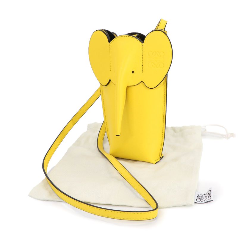 Loewe Elephant Pocket Shoulder Bag Leather Yellow