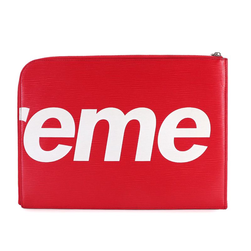 Louis Vuitton Supreme Epi Pochette Jour GM Clutch Red Main Item: X White