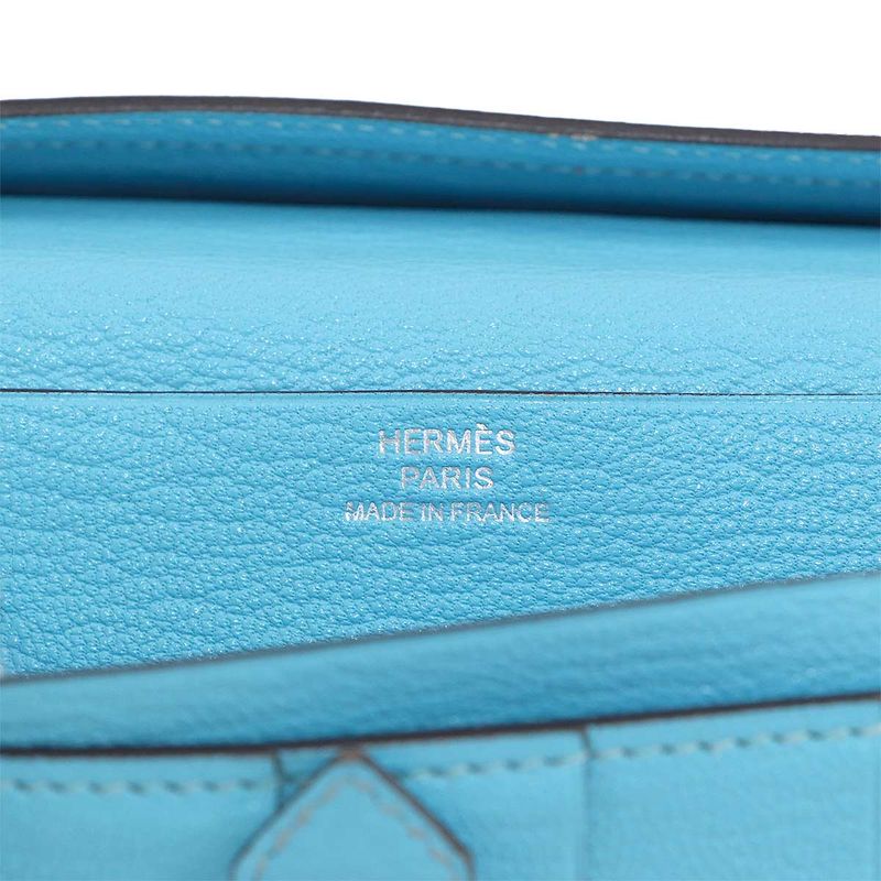 Hermes Bearn Soufflet Bifold Wallet Chevre Celeste
