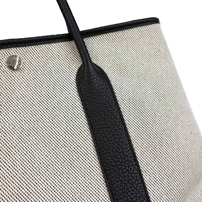 Hermes Garden Party 36 PM Tote Twill Ash Negonda Ecru Black Main Item: Ecru X