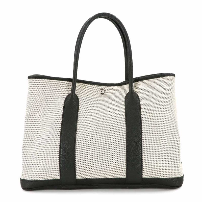 Hermes Garden Party 36 PM Tote Twill Ash Negonda Ecru Black Main Item: Ecru X