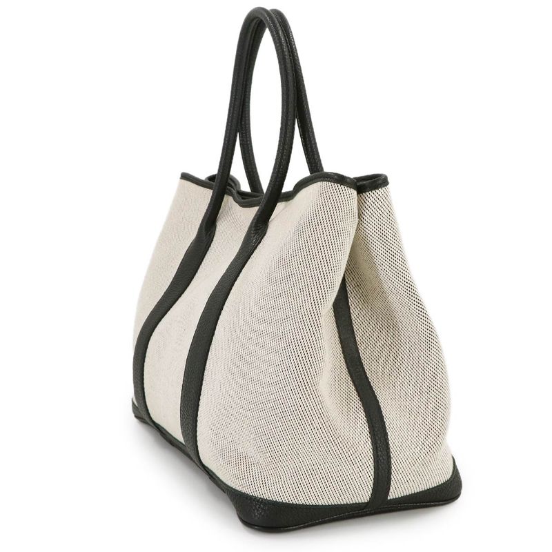 Hermes Garden Party 36 PM Tote Twill Ash Negonda Ecru Black Main Item: Ecru X